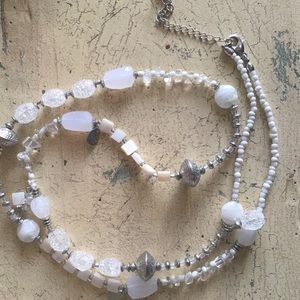 Chico’s Long Darling Silver/Pink Necklace. NWOT.